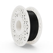 Fiberlogy PETG+PTFE Black 750 g, schwarze Filamentspule in Schrägansicht