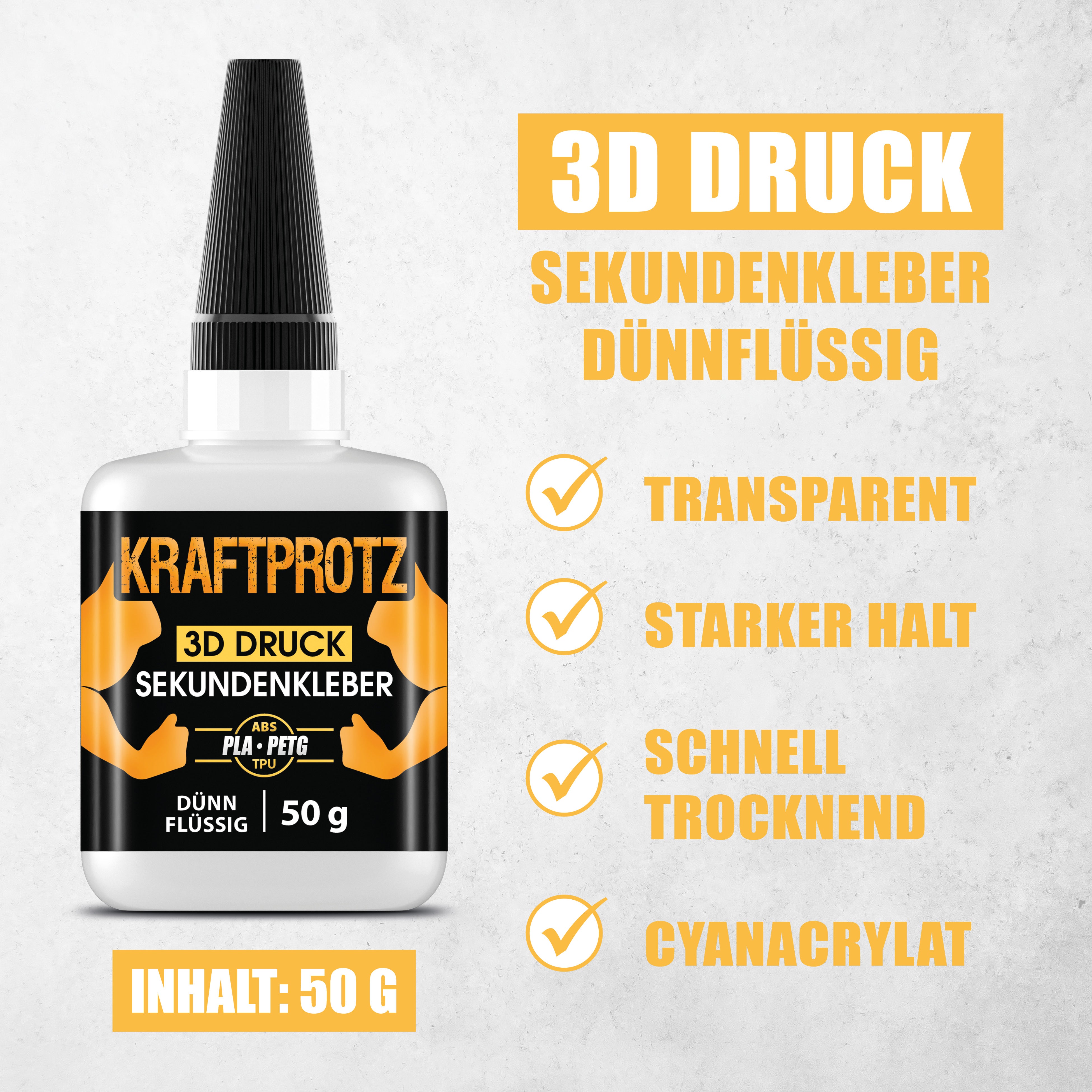 Kraftprotz 3D-Druck Sekundenkler, dünnflüssig, 50g