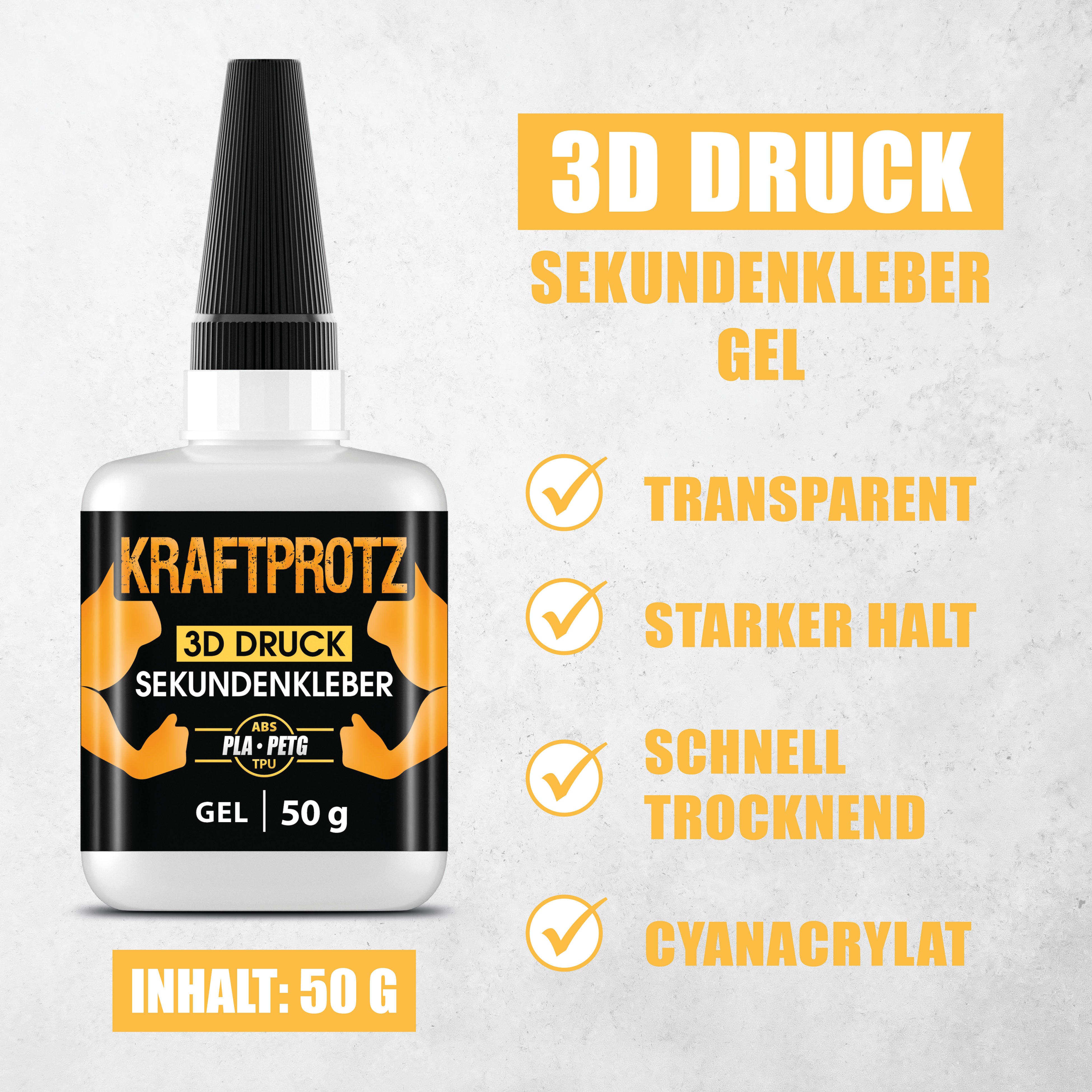 Kraftprotz 3D-Druck Sekundenkler, dickflüssig, 50g (Kopie)