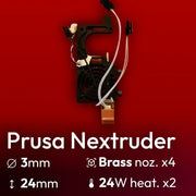 Komplettes Hotend Prusa Nextruder Starlex DHB HSS+C Düsen D3x24, 2x24W